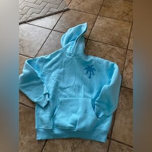 Pink Palm Puff New Hoodie Aqua Hibiscus Women's XS New With Box And Bag